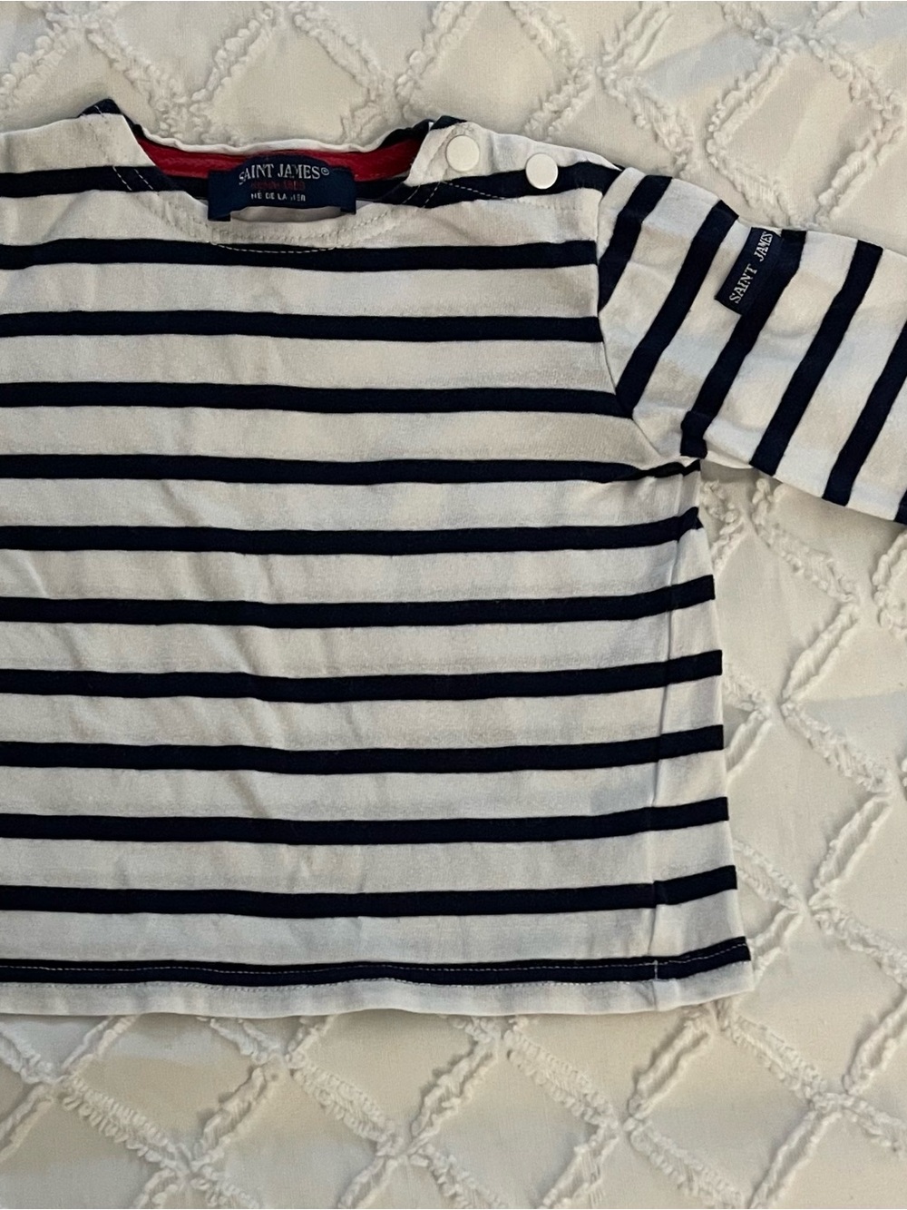 Saint James Kids Navy & White Breton Stripe Long Sleeve Tee